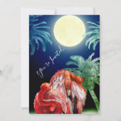 Flamingos und Moon Tropical Beach Hochzeit schlafe Einladung (Vorderseite)