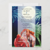 Flamingos und Moon Tropical Beach Hochzeit schlafe Einladung (Rückseite)