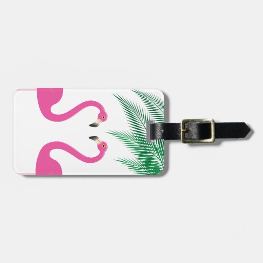 Flamingos und Palm Blätter Gepäckmarke Gepäckanhänger (Vorderseite horizontal)