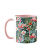 Flamingos und Palm Blätter Tasse