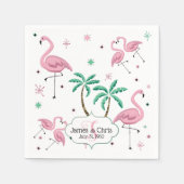 Flamingos und Palm Trees Atomstyle Monogram Serviette (Vorderseite)