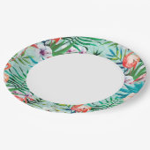 Flamingos und Palm Trees Luau Tellers Pappteller (Schrägansicht)