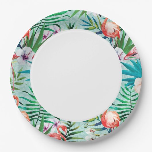 Flamingos und Palm Trees Luau Tellers Pappteller (Vorderseite)