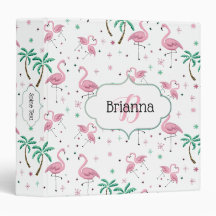 Flamingos und Palme-Atomart-Monogramm