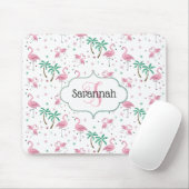 Flamingos und Palme-Atomart-Monogramm Mousepad (Mit Mouse)