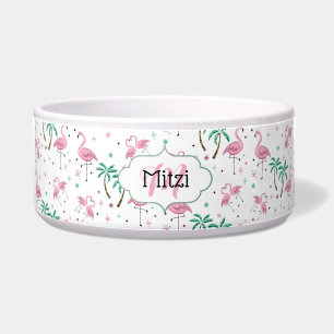 Flamingos und Palme-Atomart-Monogramm Napf