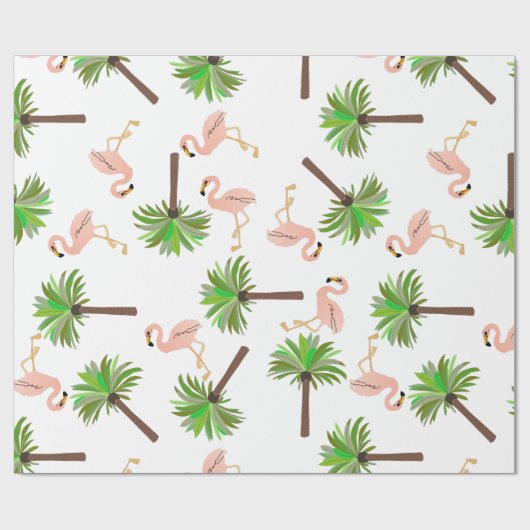 Flamingos und Palmen Geschenkpapier (Flach)