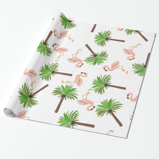 Flamingos und Palmen Geschenkpapier (Ungerollt)