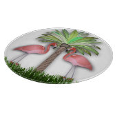 Flamingos und Palmen Schneidebrett (Ecke)