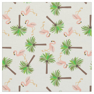 Flamingos und Palmen Stoff
