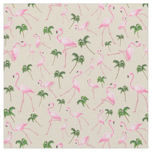 Flamingos und Palmen Stoff (Nahaufnahme)