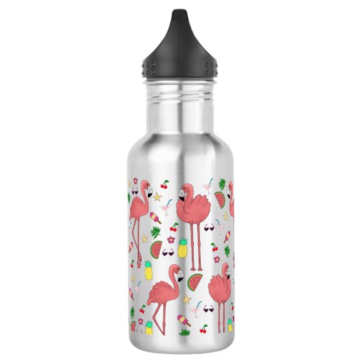 Flamingos und Sommerthema Edelstahlflasche (Links)