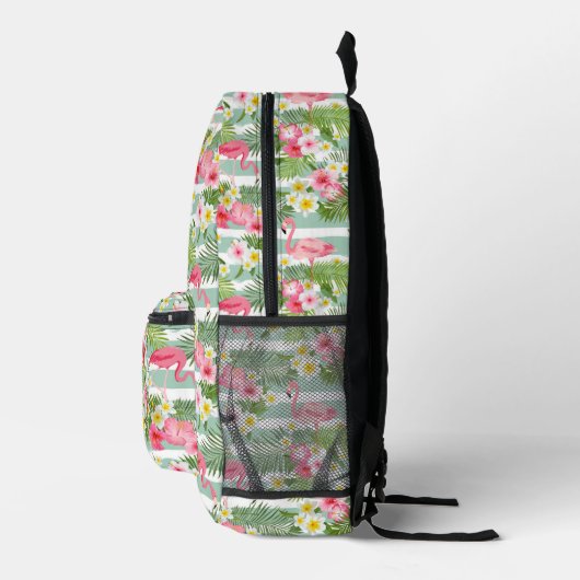 Flamingos und Streifen Bedruckter Rucksack (Rechts)