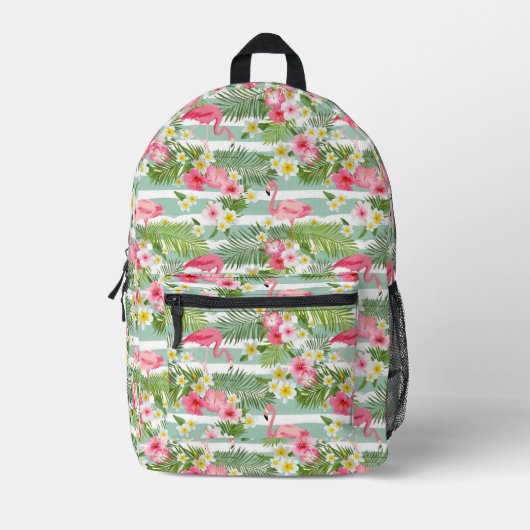 Flamingos und Streifen Bedruckter Rucksack (Vorderseite)