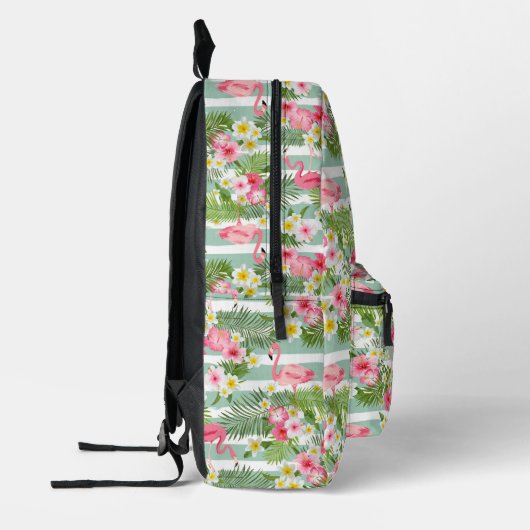 Flamingos und Streifen Bedruckter Rucksack (Links)