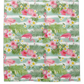 Flamingos und Streifen Duschvorhang (Vorderseite)