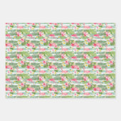 Flamingos und Streifen Geschenkpapier Set (Vorderseite 2)