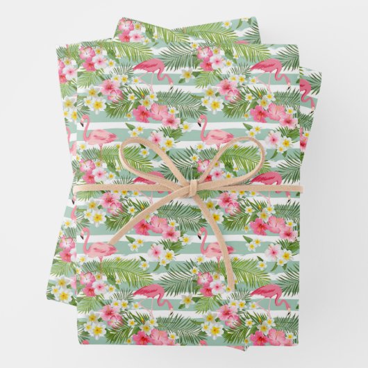Flamingos und Streifen Geschenkpapier Set (Beispiel)