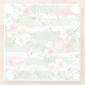 Flamingos und Streifen Glasuntersetzer (Rückseite)