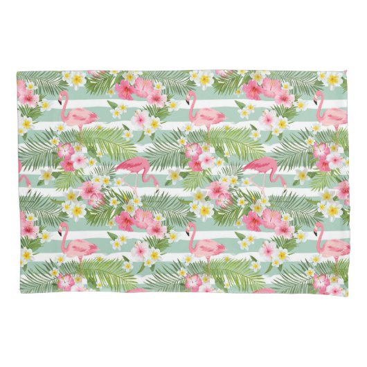 Flamingos und Streifen Kissenbezug (Vorderseite-Links)