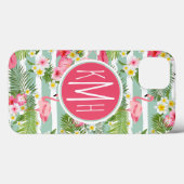Flamingos und Streifen | Monogramm Case-Mate iPhone Hülle (Rückseite (Horizontal))
