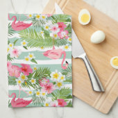 Flamingos und Streifen| Monogramm Handtuch (Viertel Falte)