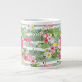 Flamingos und Streifen| Monogramm Jumbo-Tasse (Vorderseite)