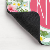 Flamingos und Streifen| Monogramm Mousepad (Ecke)