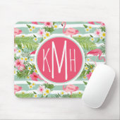 Flamingos und Streifen| Monogramm Mousepad (Mit Mouse)