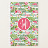 Flamingos und Streifen | Monogramm Planer (Vorderseite)
