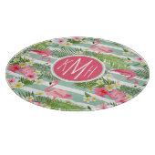 Flamingos und Streifen| Monogramm Schneidebrett (Ecke)