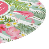 Flamingos und Streifen| Monogramm Schneidebrett (Ecke)