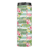 Flamingos und Streifen | Monogramm Thermosbecher (Rückseite)