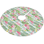 Flamingos und Streifen Polyester Weihnachtsbaumdecke (Schrägansicht)