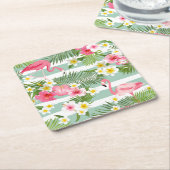 Flamingos und Streifen Rechteckiger Pappuntersetzer (angewinkelt)