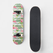 Flamingos und Streifen Skateboard (Vorderseite)