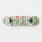 Flamingos und Streifen Skateboard (Horizontal)