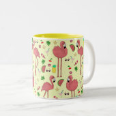 Flamingos und Summer Theme - Gelb Zweifarbige Tasse (VorderseiteRechts)
