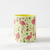 Flamingos und Summer Theme - Gelb Zweifarbige Tasse (Mittel)
