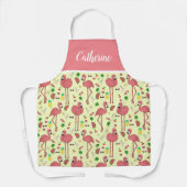 Flamingos und Summer Theme mit Namen - Gelb Schürze (Vorderseite)