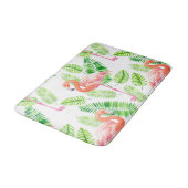 Flamingos und tropische Blätter Badematte (Schrägansicht)