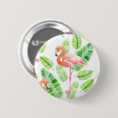 Flamingos und tropische Blätter Button (Vorne & Hinten)