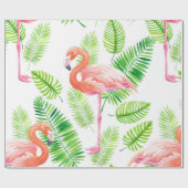 Flamingos und tropische Blätter Geschenkpapier (Flach)
