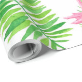 Flamingos und tropische Blätter Geschenkpapier (Rolleneckpunkt)