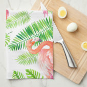 Flamingos und tropische Blätter Geschirrtuch (Viertel Falte)