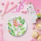 Flamingos und tropische Blätter Pappteller (Party)