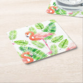 Flamingos und tropische Blätter Rechteckiger Pappuntersetzer (angewinkelt)