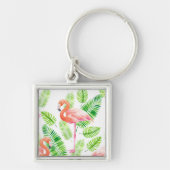 Flamingos und tropische Blätter Schlüsselanhänger (Vorne)