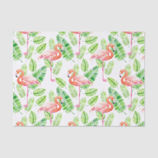 Flamingos und tropische Blätter Seidenpapier (Vorderseite)