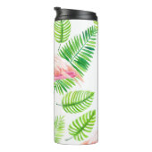 Flamingos und tropische Blätter Thermosbecher (Nach rechts gedreht)